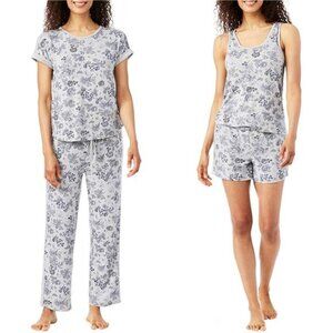 Lucky Brand Womens 4 Piece Pajama Set (Gray, 3X)